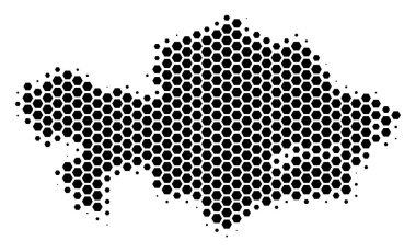 Altıgen yarı ton Kazakistan Haritası