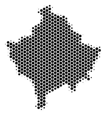 Altıgen yarı ton Kosova Haritası