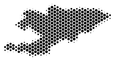 Altıgen yarı ton Kırgızistan Haritası