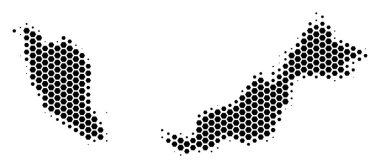 Altıgen yarı ton Malezya Haritası