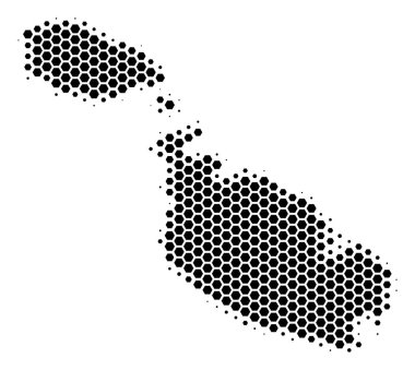 Altıgen yarı ton Malta Adası Haritası