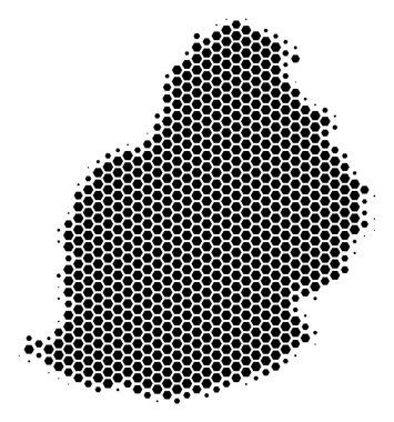 Altıgen yarı ton Mauritius Adası Haritası