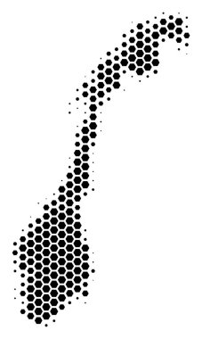 Altıgen noktalı resim Norveç Haritası