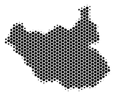 Altıgen yarı ton Güney Sudan Haritası