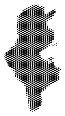 Altıgen yarı ton Tunus Haritası