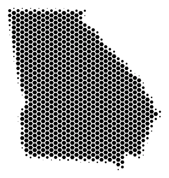 Zeshoek Halftone Amerikaanse staat Georgië kaart — Stockvector