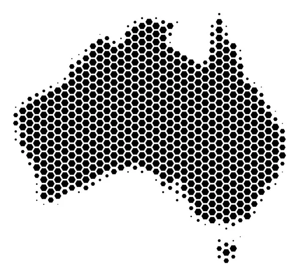 Hexagon halvton Australien karta — Stock vektor
