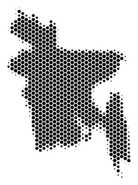 Hexagon Halftone Bangladesh Mapa — Vector de stock