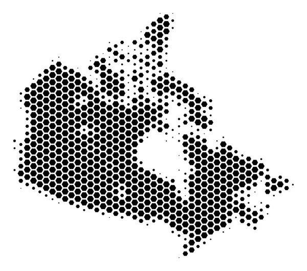Zeshoek Halftone Canada kaart — Stockvector