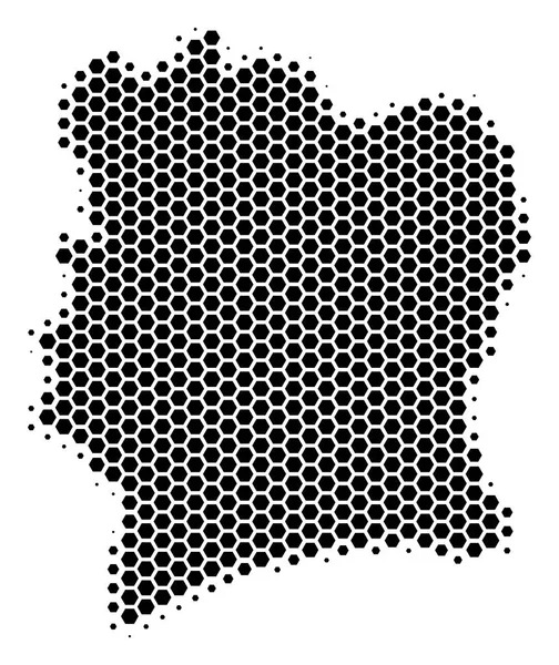 Hexagon Halftone Cote D Ivoire Map — Stock Vector