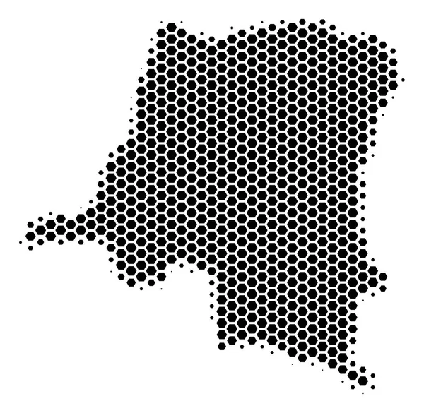 Hexagon Halftone República Democrática do Congo Mapa —  Vetores de Stock