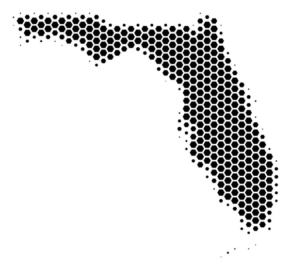 Šestiúhelník polotónů Florida mapa — Stockový vektor