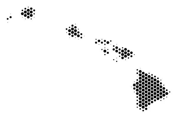 Mappa Hexagon Halftone Havaii Islands — Vettoriale Stock