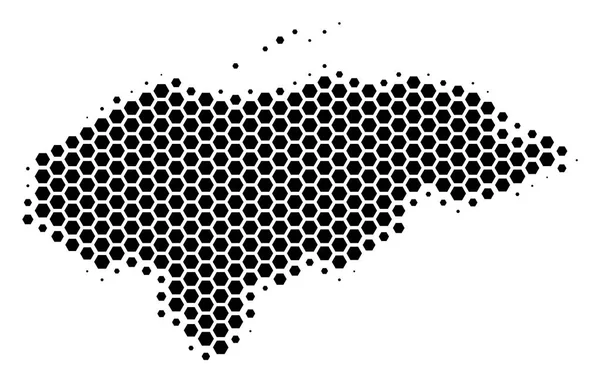 Hexagon Halftone Honduras Mapa — Vetor de Stock