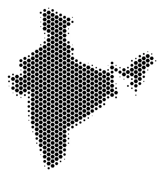 Mapa Indie polotónů šestiúhelník — Stockový vektor