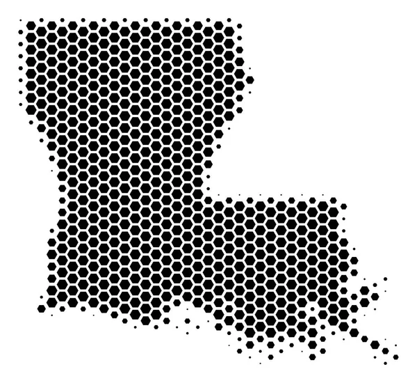 Mapa del estado de Hexagon Halftone Louisiana — Vector de stock