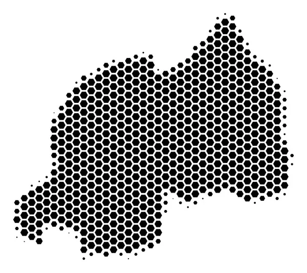 Carte Hexagon Halftone Rwanda — Image vectorielle
