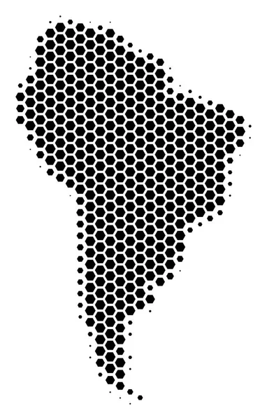 Altıgen yarı ton Güney Amerika harita — Stok Vektör