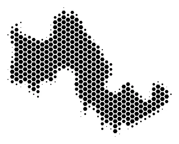 Hexagon Mapa da ilha grega de Halftone Tilos —  Vetores de Stock