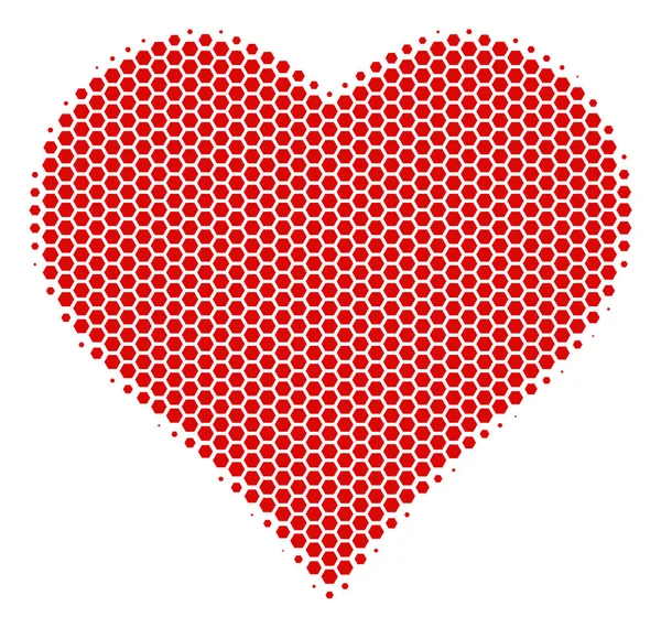 Hexagon Halftone Valentine Heart — Stock Vector