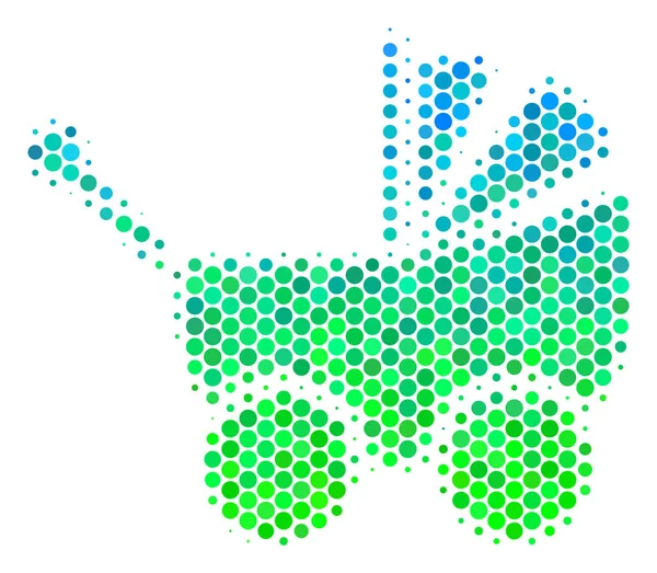 Halftone kinderwagen blauw-groen pictogram — Stockvector