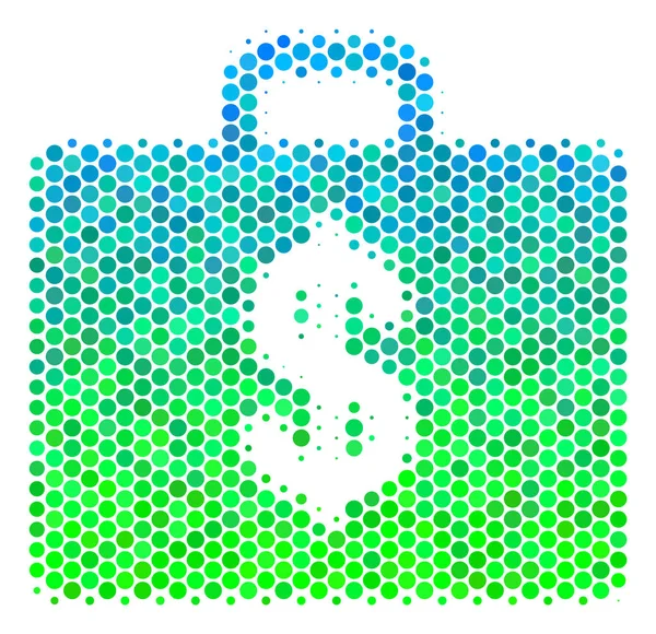 Halftone blauw-groene Business Case pictogram — Stockvector