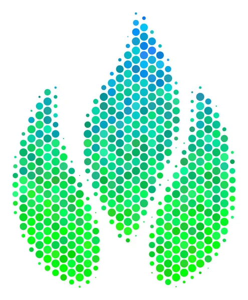 Icono de fuego medio tono azul-verde — Vector de stock
