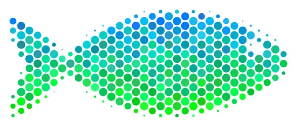 Halftone blauw-groene vis pictogram — Stockvector