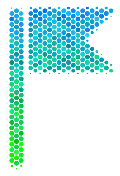 Icône drapeau bleu-vert demi-teinte — Image vectorielle