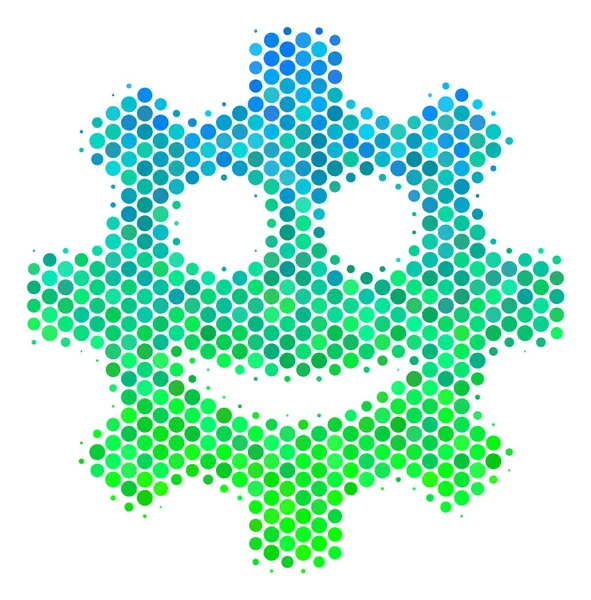 Halftone Blue-Green Gear Smile Smiley Icon — Stock Vector