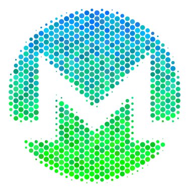 Yarı ton mavi-yeşil Monero para birimi simgesi