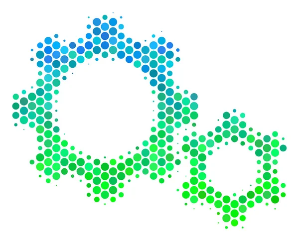 Polotónování Gears modro zelená ikona — Stockový vektor