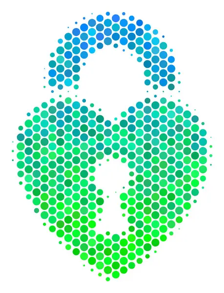 Icône de verrouillage de coeur bleu-vert demi-ton — Image vectorielle