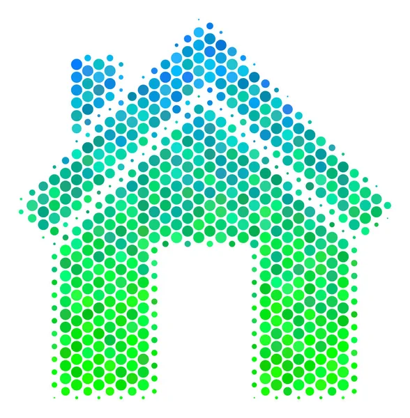 Halftone Blue-Green Home Icon — Stock Vector