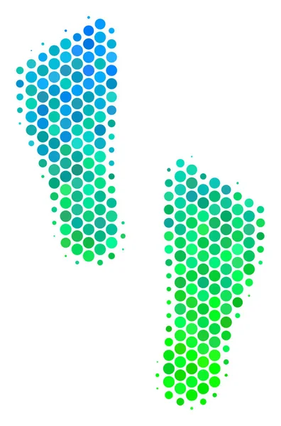 Semitono Azul-Verde Huellas Humanas Icono — Vector de stock