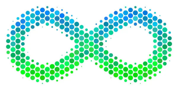 Halftone blauw-groene Infinity pictogram — Stockvector