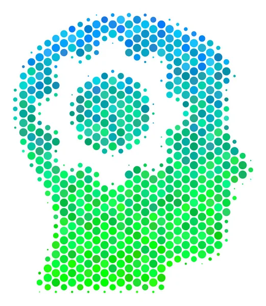 Μεσοτονικό διάνοια μπλε-πράσινο εικονίδιο γραναζιού — Διανυσματικό Αρχείο