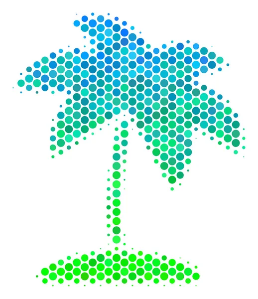 Halftone blauw-groene eiland Tropic Palm pictogram — Stockvector