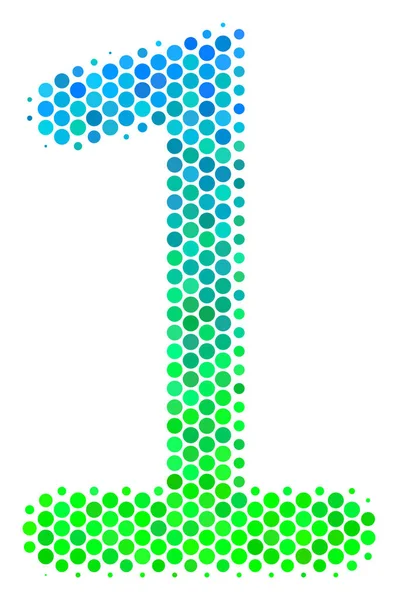 Ícone de um dígito meio tom azul-verde — Vetor de Stock