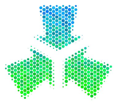 Yarı ton mavi-yeşil Shrink ok simgesi