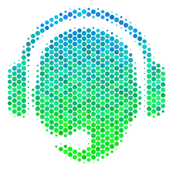 Halftone blauw-groene Operator hoofd pictogram — Stockvector