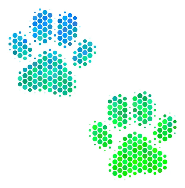 Μεσοτονικό Paw μπλε-πράσινο εικονίδιο ίχνη — Διανυσματικό Αρχείο