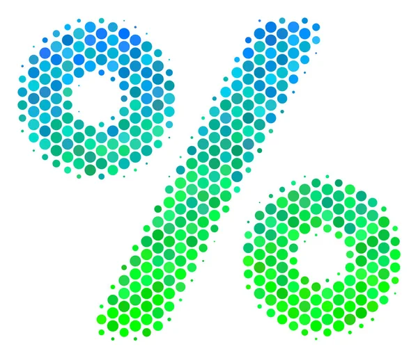 Icono de medio tono azul-verde por ciento — Vector de stock