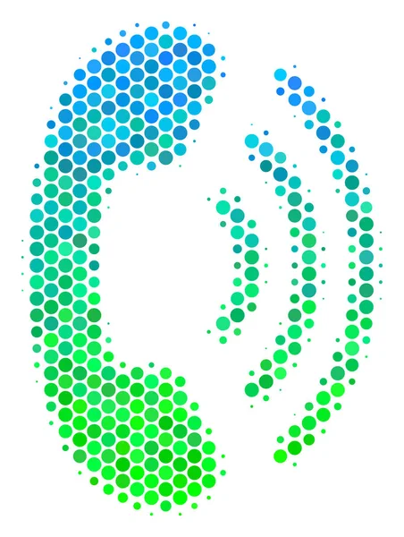 Halftone blauw-groene Ring telefoonpictogram — Stockvector