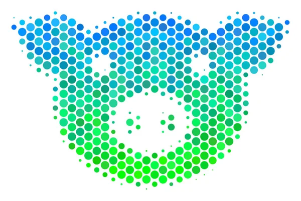 Полутоновая сине-зелёная икона головы свиньи — стоковый вектор