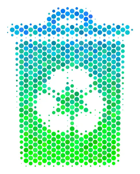 Halbtonne blau-grüne Wertstofftonne — Stockvektor