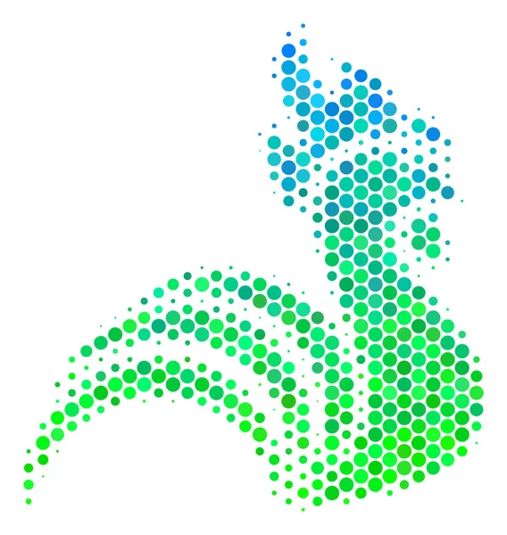 Halftone Blue-Green Rooster Icono — Vector de stock