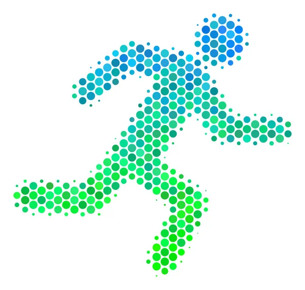 Medio tono azul-verde corriendo hombre icono — Archivo Imágenes Vectoriales