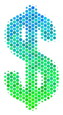 Yarı ton mavi-yeşil dolar simgesi