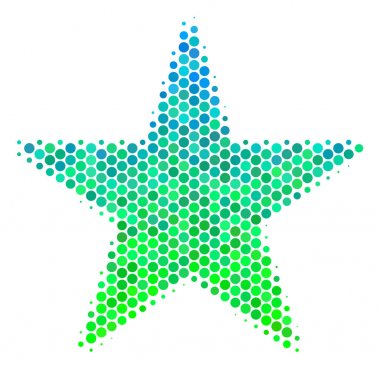 Yarı ton mavi-yeşil konfeti yıldız simgesi